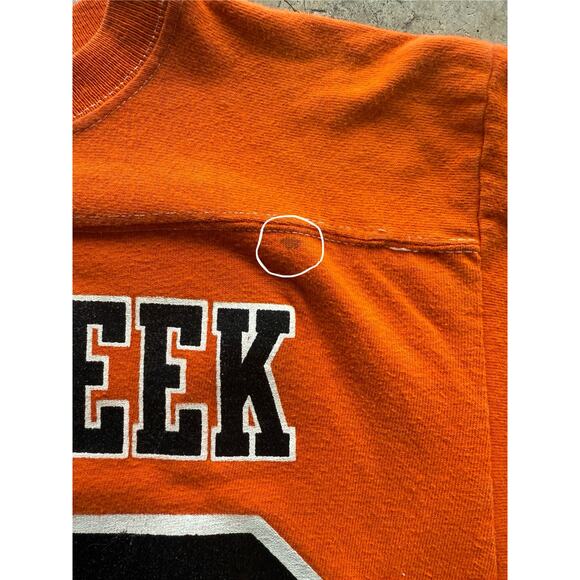 Vintage 70s/80s Champion Blue Bar Ferncreek 82 Orange Tee Size Medium - Picture 7 of 8